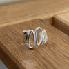 Women's 925 Sterling Silver Irregular Water Drop Geometric Open Ring