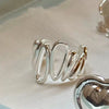 Women's 925 Sterling Silver Irregular Water Drop Geometric Open Ring