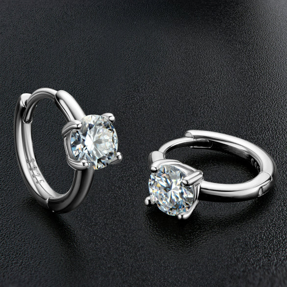 Women's 925 Sterling Silver 18K Gold Plated Geometric Moissanite Earrings