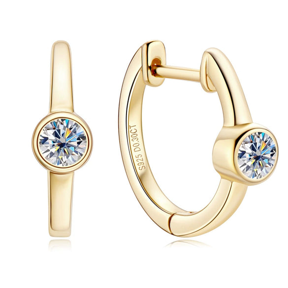 Women's 925 Sterling Silver 18K Gold Plated Geometric Moissanite Earrings