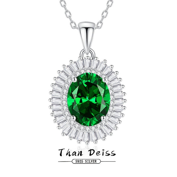 Women's 925 Sterling Silver Lace Necklace With Geometric Pattern And Inlaid High Carbon Stone Pendant