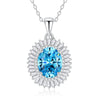 Women's 925 Sterling Silver Lace Necklace With Geometric Pattern And Inlaid High Carbon Stone Pendant