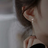 Women's Sterling Silver Leaf Light Luxury Earrings With Diamond Design