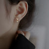 Women's Sterling Silver Leaf Light Luxury Earrings With Diamond Design