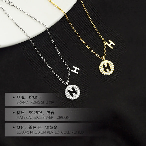 Women's Sterling Silver Letter H Bracelet Light Luxury Minimalist Electroplated Jewelry With Elegant Text Design