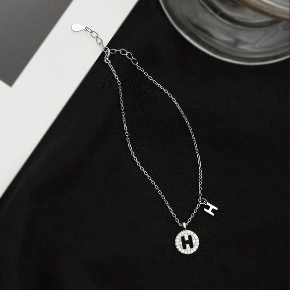Women's Sterling Silver Letter H Bracelet Light Luxury Minimalist Electroplated Jewelry With Elegant Text Design