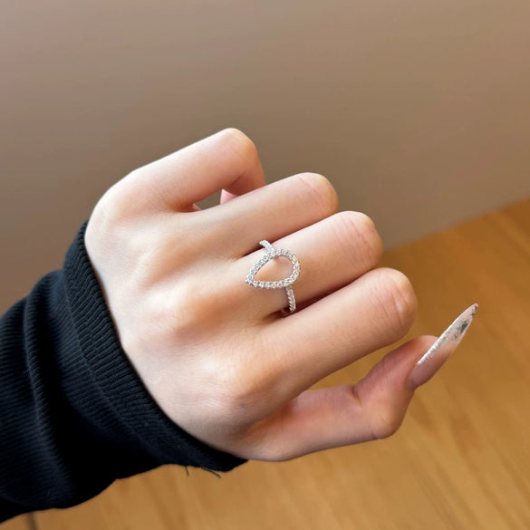 Women's 925 Sterling Silver Light Luxury Drop Shape Electroplated Ring