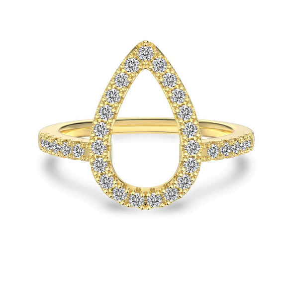 Women's 925 Sterling Silver Light Luxury Drop Shape Electroplated Ring
