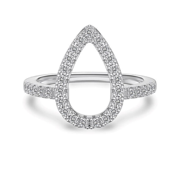 Women's 925 Sterling Silver Light Luxury Drop Shape Electroplated Ring