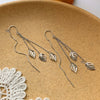 Women's 925 Sterling Silver Long Hollow Leaf Tassel Earrings Elegant Fashion Ear Hook Dangle Earrings
