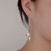 Women's 925 Sterling Silver Long Hollow Leaf Tassel Earrings Elegant Fashion Ear Hook Dangle Earrings