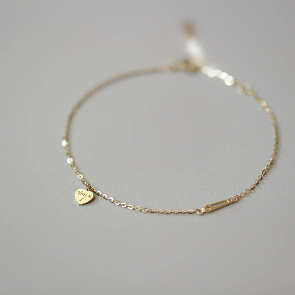 Women's 925 Sterling Silver Loveshaped Bracelet With Heart Pattern And 14K Gold Plated Design