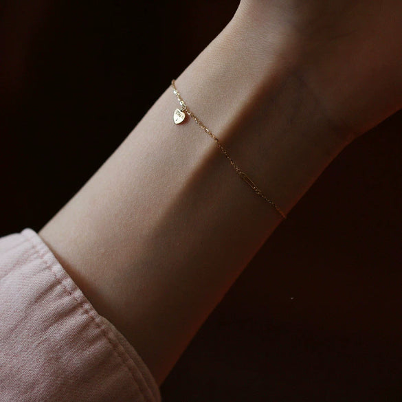 Women's 925 Sterling Silver Loveshaped Bracelet With Heart Pattern And 14K Gold Plated Design