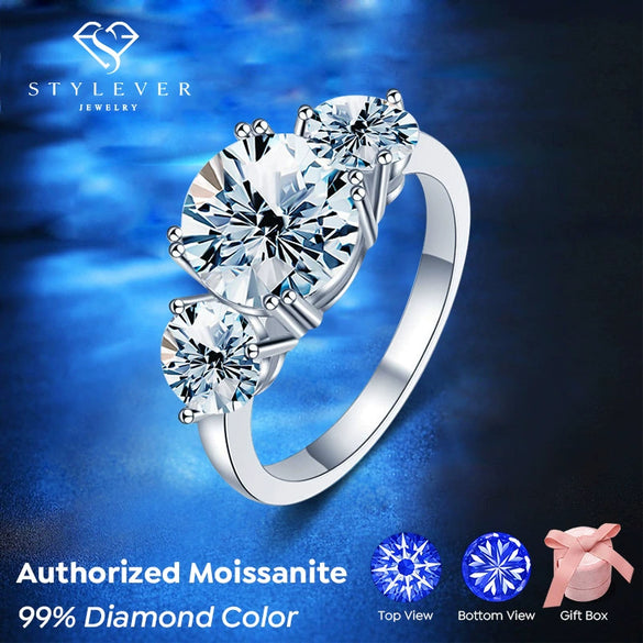 Women's 925 Sterling Silver Luxury Ring With Geometric Pattern Electroplating And Row Diamond For Proposal