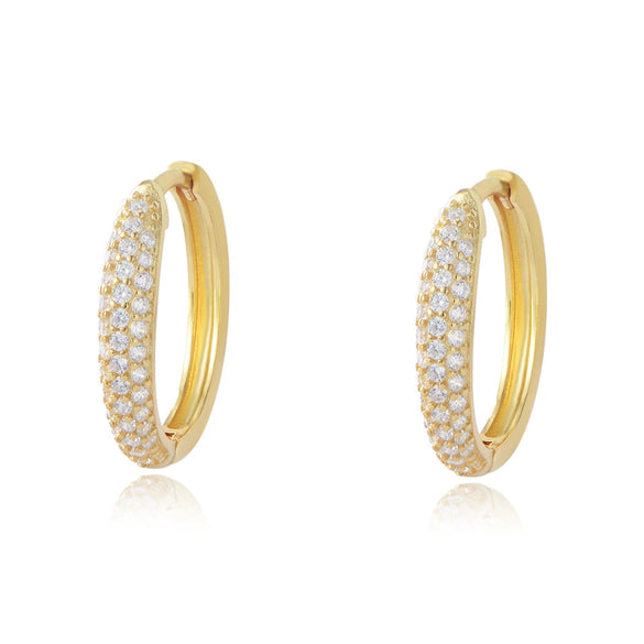 Women's 925 Sterling Silver Microinlaid Zircon Geometric Circle Earrings Jewelry