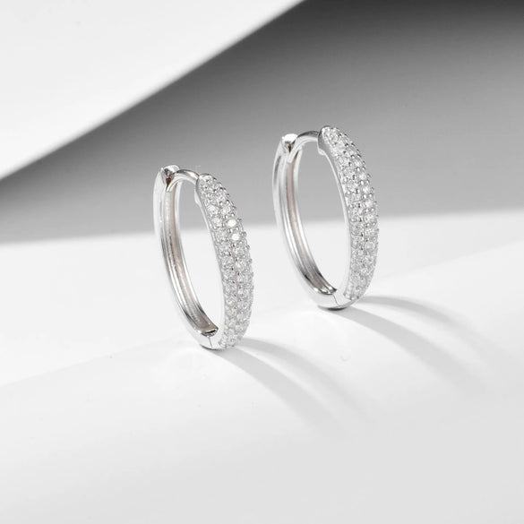 Women's 925 Sterling Silver Microinlaid Zircon Geometric Circle Earrings Jewelry