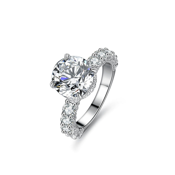 Women's Sterling Silver Moissanite Diamond Ring Geometric Style