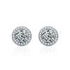 Women's Sterling Silver Moissanite Geometric Earrings Set With Diamonds