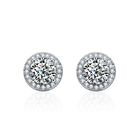 Women's Sterling Silver Moissanite Geometric Earrings Set With Diamonds
