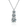 Women's 925 Sterling Silver Moissanite Geometric Pendant Necklace Set With Diamonds Cross Chain Highend Style