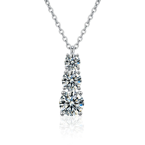 Women's 925 Sterling Silver Moissanite Geometric Pendant Necklace Set With Diamonds Cross Chain Highend Style