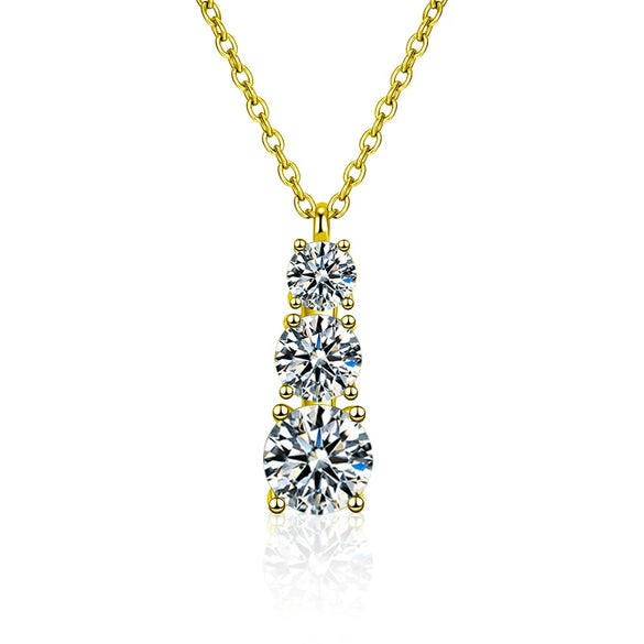Women's 925 Sterling Silver Moissanite Geometric Pendant Necklace Set With Diamonds Cross Chain Highend Style
