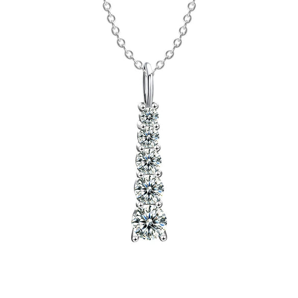 Women's 925 Sterling Silver Moissanite Geometric Pendant Necklace Set With Diamonds Cross Chain Highend Style