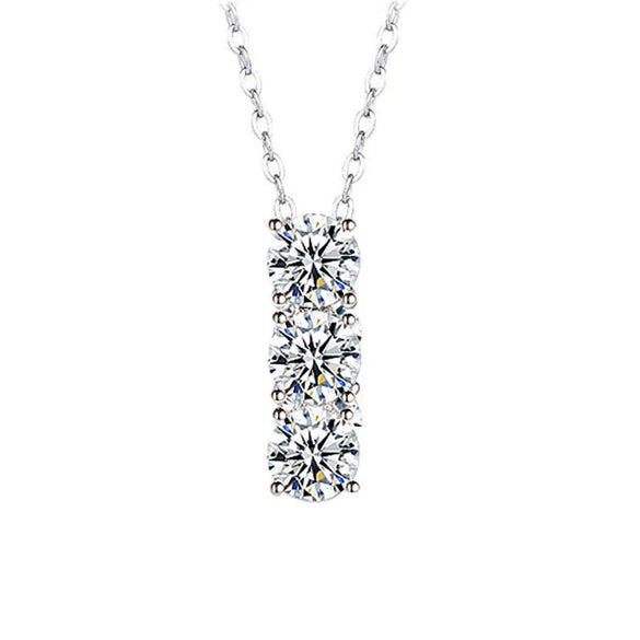 Women's 925 Sterling Silver Moissanite Geometric Pendant Necklace Set With Diamonds Cross Chain Highend Style