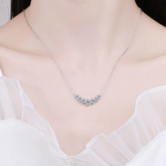 Women's 925 Sterling Silver Moissanite Geometric Pendant Necklace Set With Diamonds Cross Chain Highend Style