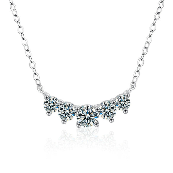 Women's 925 Sterling Silver Moissanite Geometric Pendant Necklace Set With Diamonds Cross Chain Highend Style