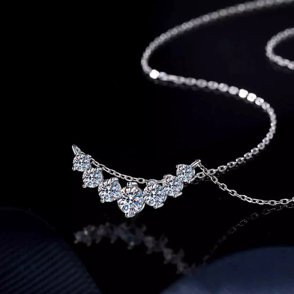 Women's 925 Sterling Silver Moissanite Geometric Pendant Necklace Set With Diamonds Cross Chain Highend Style