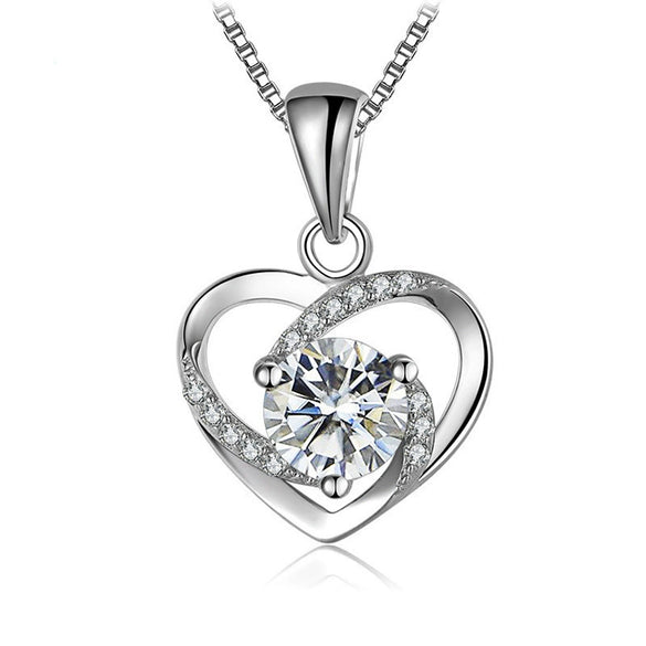 Women's 925 Sterling Silver Moissanite Necklace With Heartshaped Pink Moissanite And Snake Bone Chain Set With Animals And Zodiac Pattern