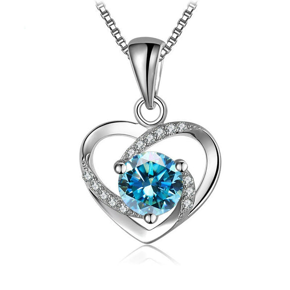 Women's 925 Sterling Silver Moissanite Necklace With Heartshaped Pink Moissanite And Snake Bone Chain Set With Animals And Zodiac Pattern