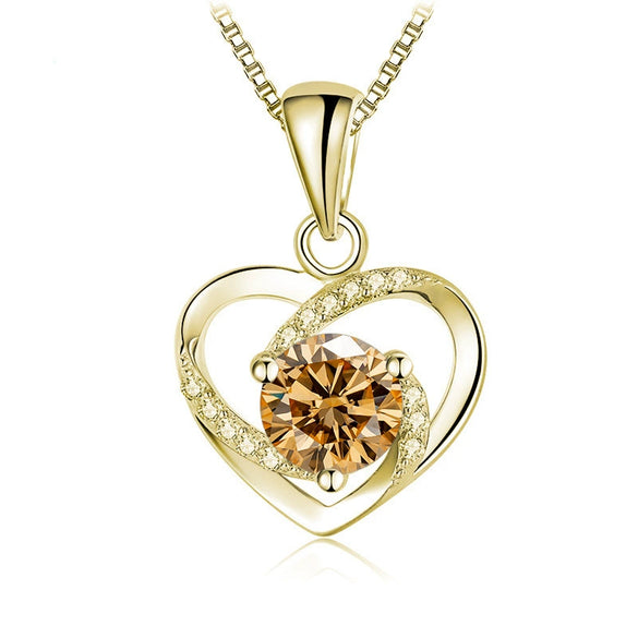 Women's 925 Sterling Silver Moissanite Necklace With Heartshaped Pink Moissanite And Snake Bone Chain Set With Animals And Zodiac Pattern