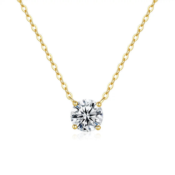 Women's 225 Sterling Silver Moissanite Pendant Necklace With Flower Pattern 14K Gold Plated And Cross Chain