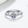 Women's Sterling Silver Moissanite Ring Four Prong Geometric Adjustable Open Band Electroplated Fine Jewelry Gift
