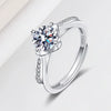 Women's Sterling Silver Moissanite Ring Four Prong Geometric Adjustable Open Band Electroplated Fine Jewelry Gift