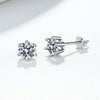 Women's 925 Sterling Silver Moissanite Stud Earrings Geometric Six Claw High Carbon Stone Electroplated Fine Jewelry Gift
