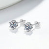 Women's 925 Sterling Silver Moissanite Stud Earrings Geometric Six Claw High Carbon Stone Electroplated Fine Jewelry Gift