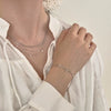 Women's 925 Sterling Silver Multilayer Geometric Style Necklace With O Word Chain And Electroplating