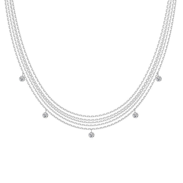 Women's 925 Sterling Silver Multilayer Geometric Style Necklace With O Word Chain And Electroplating
