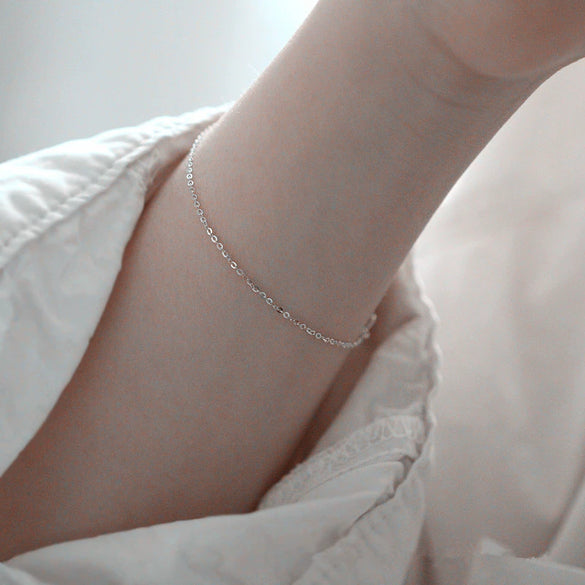 Women's 925 Sterling Silver Naked Chain Bracelet Geometric Style Goldplated