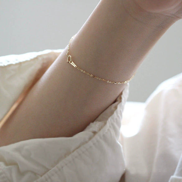 Women's 925 Sterling Silver Naked Chain Bracelet Geometric Style Goldplated
