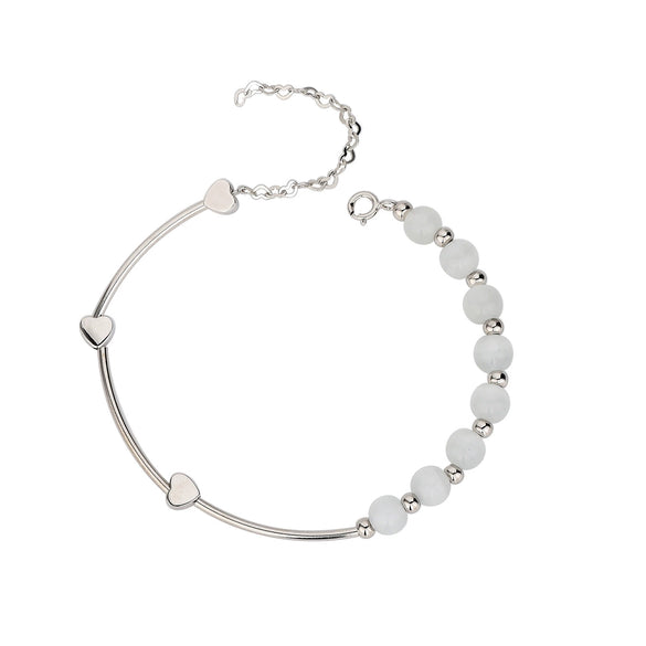Women's 925 Sterling Silver Natural Crystal Opal Heart Bracelet With Electroplated Niche Design