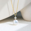 Women's Sterling Silver Natural Pearl Geometric Inlaid Clavicle Chain Pendant Necklace