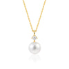 Women's Sterling Silver Natural Pearl Geometric Inlaid Clavicle Chain Pendant Necklace
