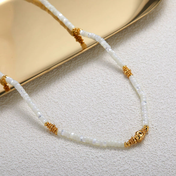 Women's 925 Sterling Silver Natural White Bead Bracelet With Geometric Original Design Pure Handmade