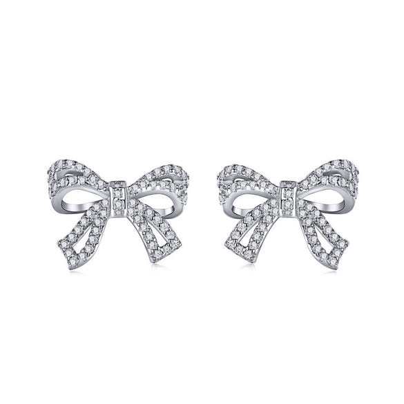 Women's 925 Sterling Silver Necklace And Earrings Set With Bow Butterfly Dragonfly And Insect Patterns Electroplated