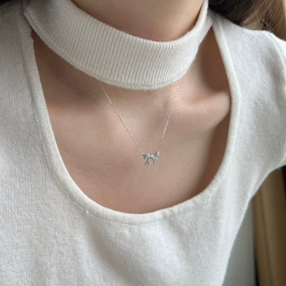 Women's 925 Sterling Silver Necklace And Earrings Set With Bow Butterfly Dragonfly And Insect Patterns Electroplated