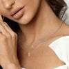 Women's 925 Sterling Silver Necklace With Green Copper Cross Pendant And Zircon Inlay Minimalist Geometric Snake Chain
